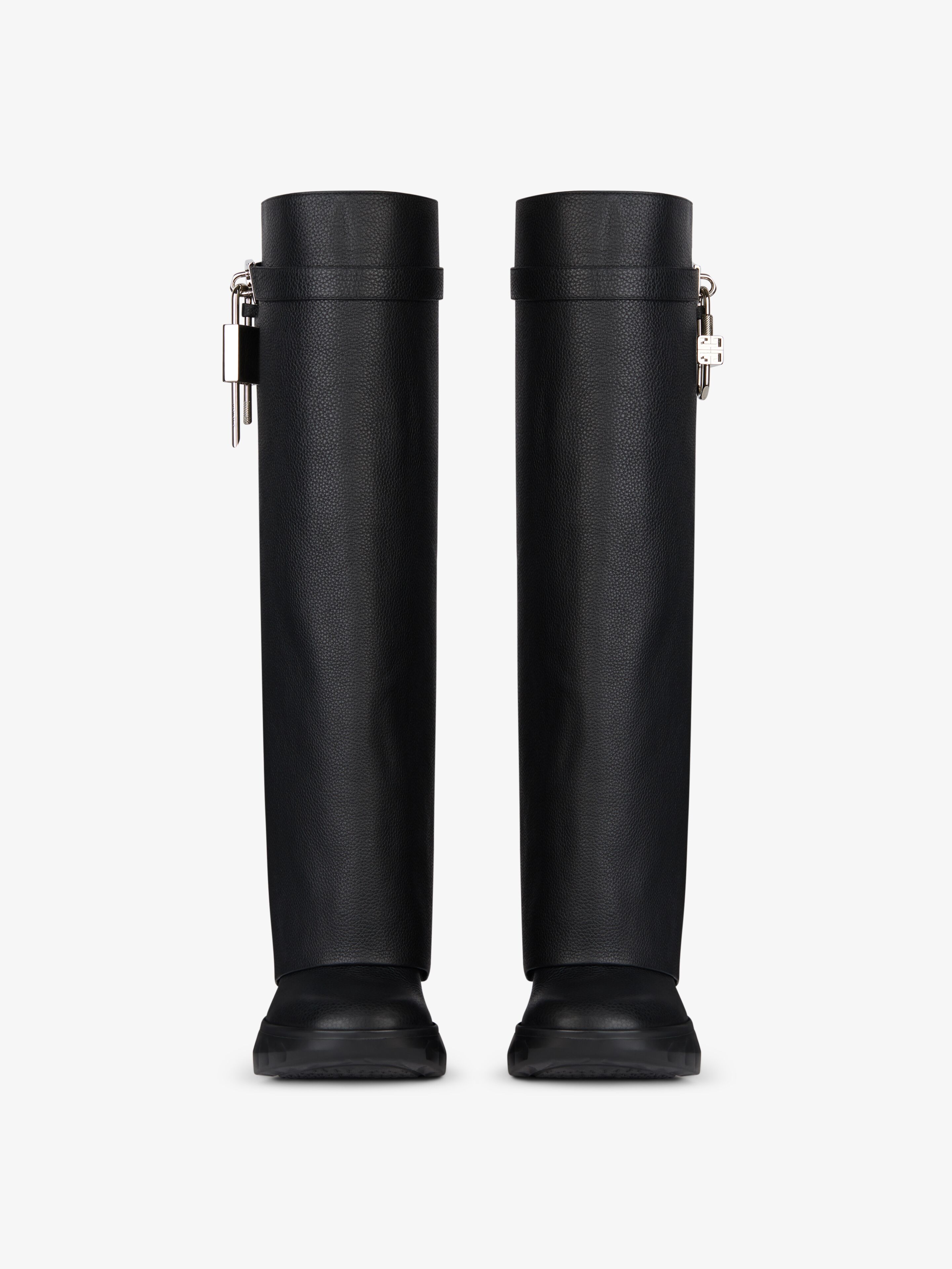 Shark Lock Biker boots in grained leather